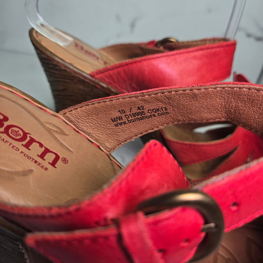 New Born Womens Y2K Red Leather Strappy Flower Platform Heels Sandals 10 - Picture 8 of 10